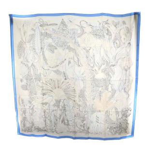 カレジェアン140 fantaisie botanique スカーフ シルク グレー