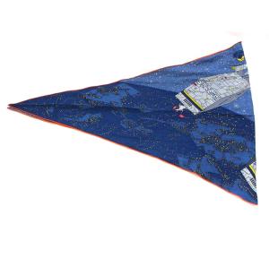 スカーフ ロザンジュ GM  オデッセイ カシミヤ シルク混 ブルー