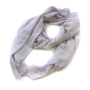 ストール ニューリブリス 大判 フリンジ カシミヤ シルク混 グリ・ニュアージュ