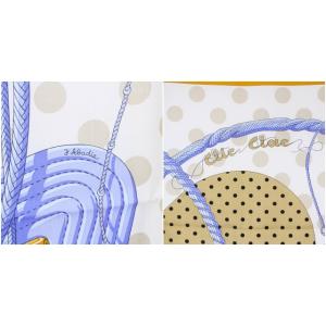 HERMES カレジェアン140 clic clac pois クリッククラック ドット スカーフ シルク ブルー