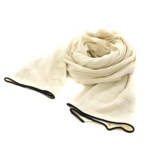 ストール ロゴ カシミヤ シルク混 ホワイト