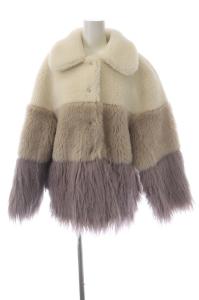 GRACE CONTINENTAL 22AW ミックスハーフコート フェイクファー アウター ボア 38 M マルチカラー
