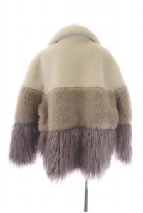 GRACE CONTINENTAL 22AW ミックスハーフコート フェイクファー アウター ボア 38 M マルチカラー