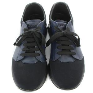 PRADA SPORT ローカットスニーカー 切替 6 25cm 紺 ネイビー 黒 ブラック 4E2899