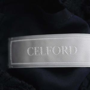 CELFORD 21SS ミックスフラワーレースワンピース ロング 五分袖 34 紺 黒 ネイビー ブラック