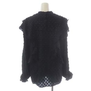 IENA ラブークル LABOUCLE スノーカットドットブラウス 長袖 プルオーバー フリル 黒 ブラック ゴールド色