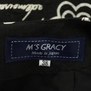 M'S GRACY 23SS ワンピース カメリアプリント リボン ジャガード 38 ブラック