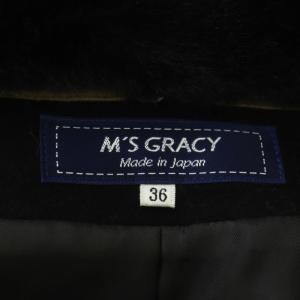M'S GRACY 22AW 裾フレアロングコート ジップアップ リボン 36 ブラック