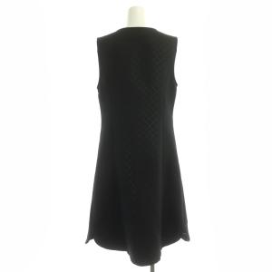 M'S GRACY 23年 エンボス加工 チェック ジレ ワンピース 38 ブラック