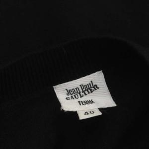 Jean Paul GAULTIER FEMME クルーネックカーディガン ニット 前開き ウール 40 黒 ブラック
