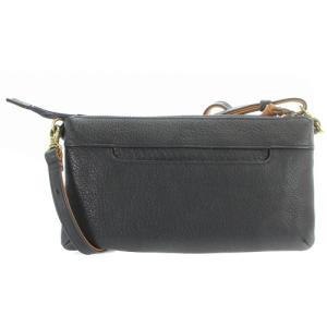 genten タスカ ウォレットバッグ お財布ショルダー バッグ ロゴ 紺 ネイビー 茶色 ブラウン