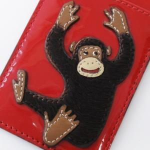COACH パスケース 定期入れ カードケース チンパンジー レザー 赤 レッド