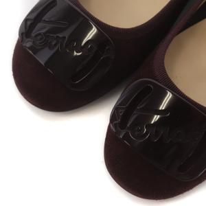 Salvatore Ferragamo MY CHARME1 フラットシューズ パンプス スエード レザー ロゴプレート 6 23.5cm ボルドー
