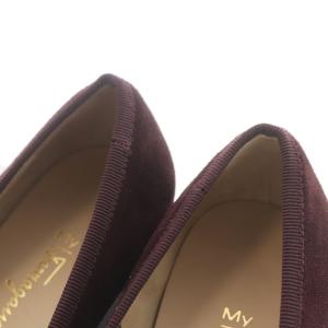 Salvatore Ferragamo MY CHARME1 フラットシューズ パンプス スエード レザー ロゴプレート 6 23.5cm ボルドー