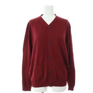 Vネックカーディガン ニット 長袖 M ワインレッド