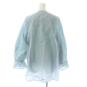 IENA 23AW ワイヤーリボンブラウス 長袖 チュニック丈 F 青 ブルー