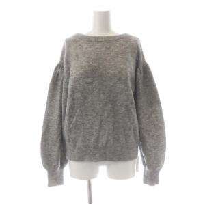 23AW モヘヤ混天竺リボンカーディガン ニット セーター 長袖 2way 杢グレー