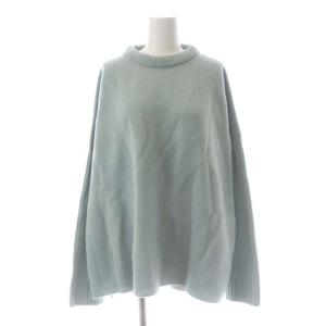 23AW ウールカシミヤ脇スリットクルーネックプルオーバー ニット セーター 長袖 F 青 ブルー