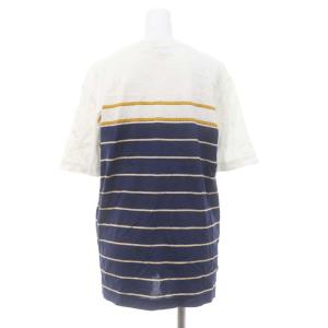 CELINE Tシャツ 半袖 ボーダー 総柄 L 白 ホワイト 紺 ネイビー