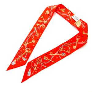 ツイリー スカーフ LES CLES A POIS シルク オレンジ