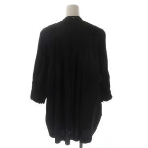 sacai バックボタン 切替ニット ブラウス 七分袖 ウール 2 黒 ブラック