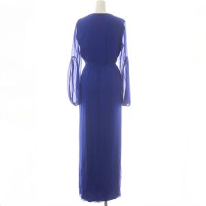 DIANE von FURSTENBERG シルクカシュクールワンピース ロング マキシ 長袖 シアースリーブ 4 青 ブルー