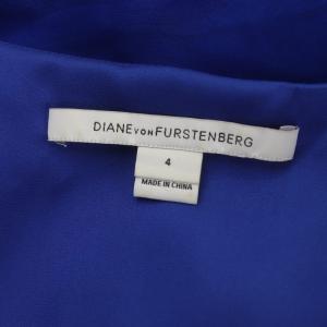 DIANE von FURSTENBERG シルクカシュクールワンピース ロング マキシ 長袖 シアースリーブ 4 青 ブルー