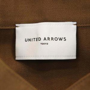 UNITED ARROWS P/W ギャザー シャツワンピース ウール混 ロング 長袖 38 茶色 ブラウン