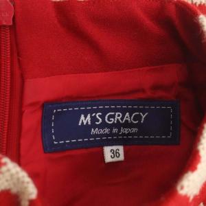M'S GRACY リボンニットドッキングワンピース スタンドカラー 36 レッド