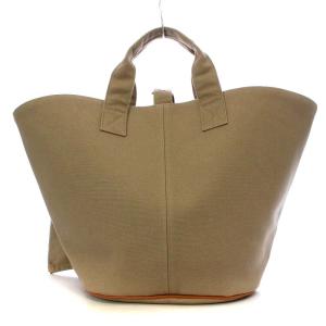 HERMES パニエドプラージュPM コットンキャンバス トートバッグ ハンドバッグ ベージュ ポーチ付き