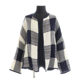 23SS フロントオープンカーディガン ブロックチェック F ネイビー