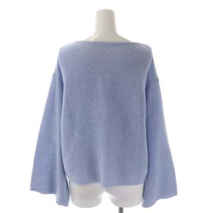 Plage 23SS ヨコアミボートネックニット セーター 長袖 リネン混 水色 ライトブルー