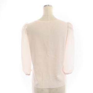 TO BE CHIC 23SS フラワーボーラー ニットプルオーバー カットソー 七分袖 花柄刺繍 切替 40 ペールピンク