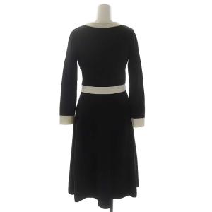 TO BE CHIC 23AW サーブルストレッチ ニットワンピース ロング 長袖 38 黒 白 ブラック ホワイト