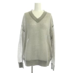 23AW Sheer Vneck mohair knit ニット カットソー 長袖 Vネック アルパカ モヘヤ混 グレー