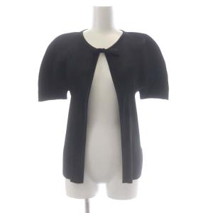 カーディガン プリーツ 半袖 03 ブラック