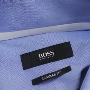 HUGO BOSS 長袖コットンシャツ レギュラーフィット 42 青 ブルー