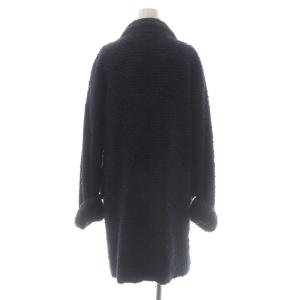 EPOCA ツイード スタンドカラーコート ウール ラメ アウター ロング 40 紺 ネイビー