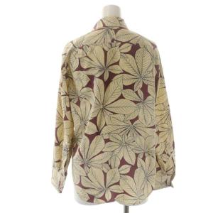 MARGARET HOWELL 19AW HORSE CHESTNUT SILK シルク ブラウス シャツ 前開き 長袖 総柄 1 ベージュ ボルドー チャコール