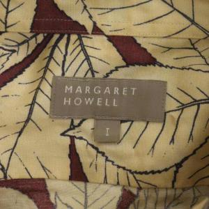 MARGARET HOWELL 19AW HORSE CHESTNUT SILK シルク ブラウス シャツ 前開き 長袖 総柄 1 ベージュ ボルドー チャコール