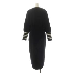 BORDERS at BALCONY 21年製 LADY KNIT DRESS 袖ボーダー 36 ブラック