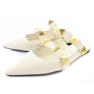 ローマンスタッズ ポインテッドトゥ ミュール レザー 37 ホワイト