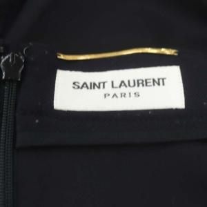 SAINT LAURENT PARIS 20年製 スカート ミニ 台形 F36 濃紺 ダークネイビー