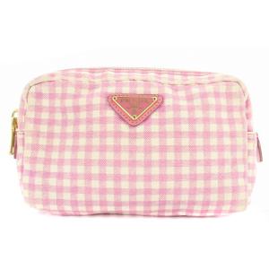 ポーチ ギンガムチェック ロゴ ピンク 1NA021