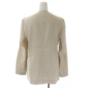 ANAYI 21SS リネンストレッチノーカラージャケット シングル 1B 36 ベージュ