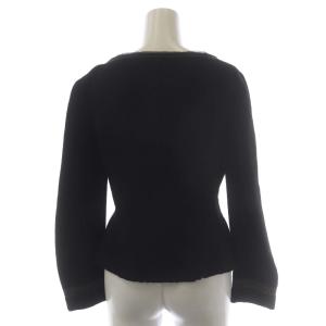 PRADA ノーカラージャケット ウール スナップボタンデザイン 40 黒 ブラック