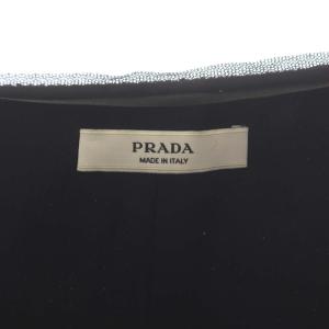 PRADA ノーカラージャケット ウール スナップボタンデザイン 40 黒 ブラック