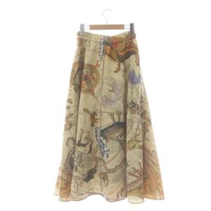Ameri VINTAGE アメリ AMERI 22SS RILEY HOROSCOPE SKIRT ロング スカート フレア 総柄 S ベージュ マルチカラー