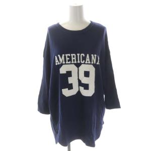 L'Appartement別注 21AW Football T-sh Tシャツ カットソー 七分袖 紺 ネイビー