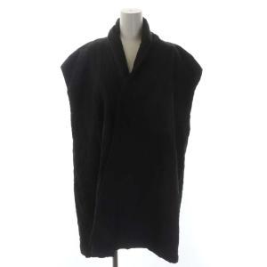 ベスト コットン 刺繍 前開き 黒 ブラック